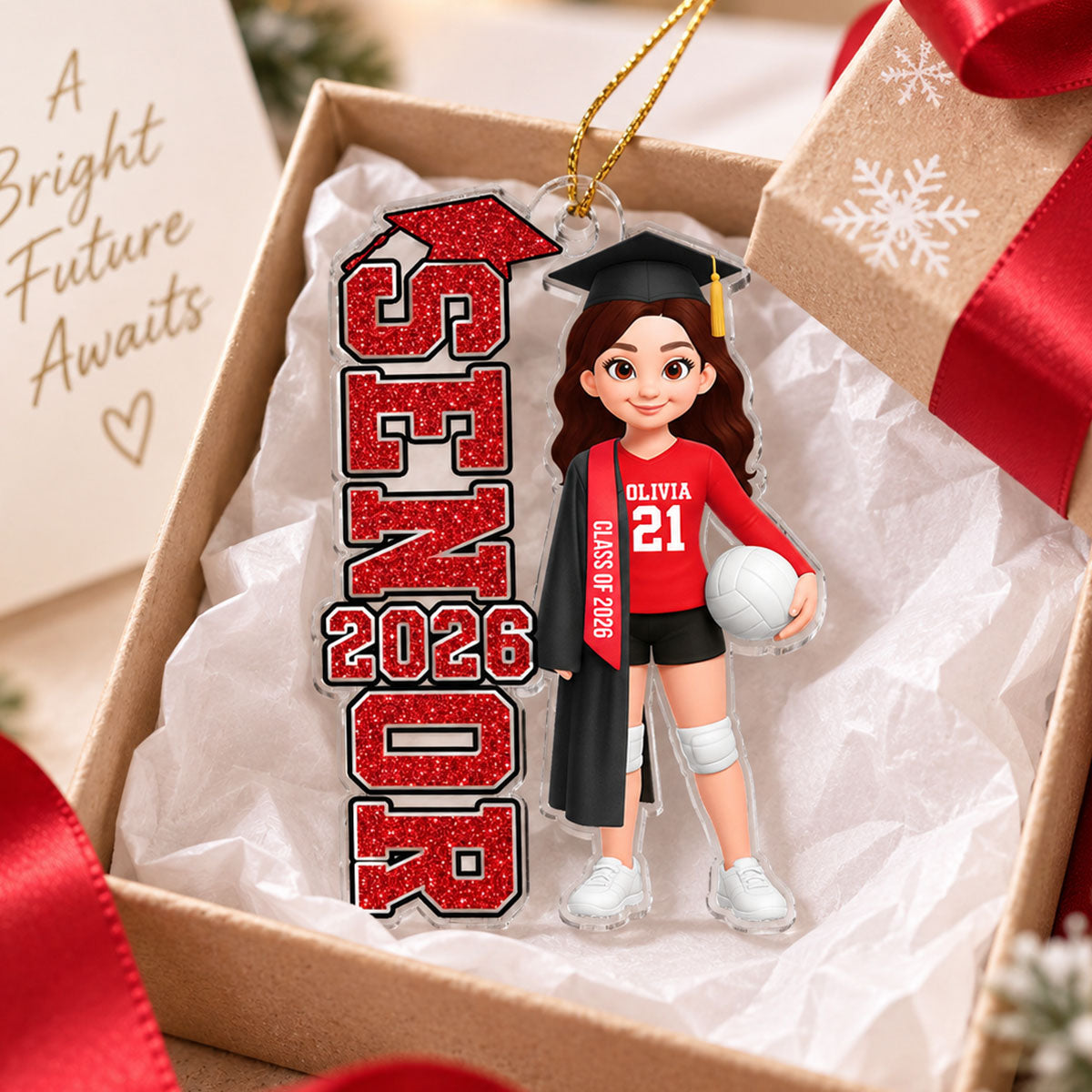 Senior Volleyball Player Graduation - Personalized Acrylic Ornament - Christmas Gift For Boy, Girl, Grandkids