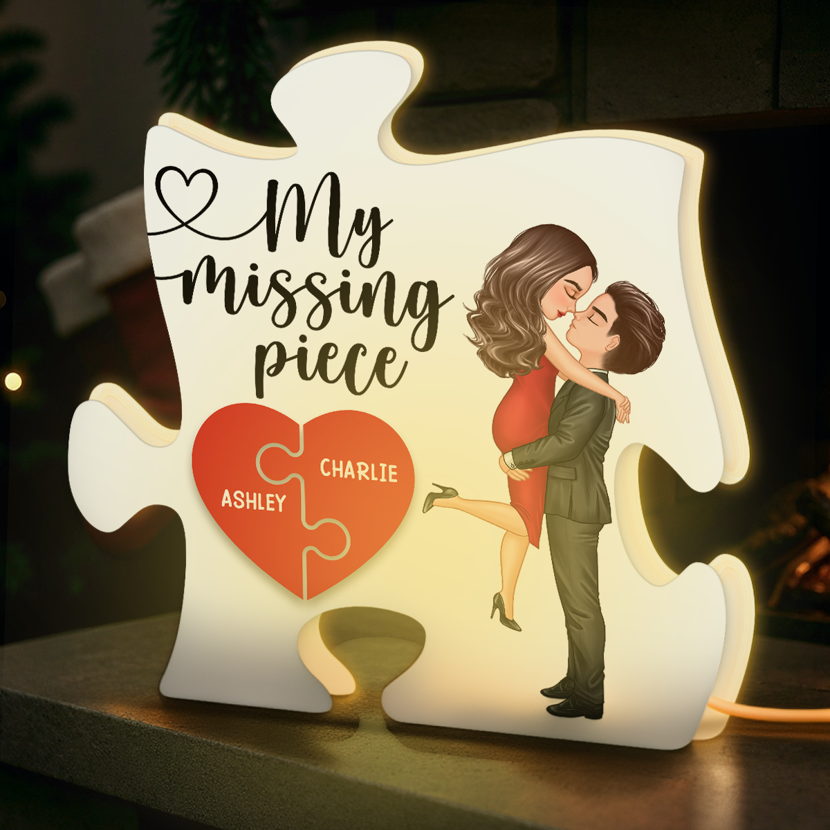 Couple My Missing Piece - Personalized Light Box - Heartwarming Gift For Couple