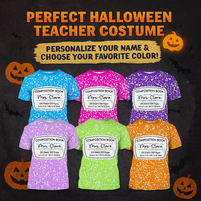 Notebook Theme Composition Book Personalized Group Matching Shirt, Halloween Costume For Teachers