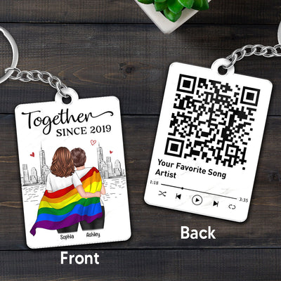 You're My Rainbow LGBT Couple Favorite Song QR Code Personalized Acrylic Keychain