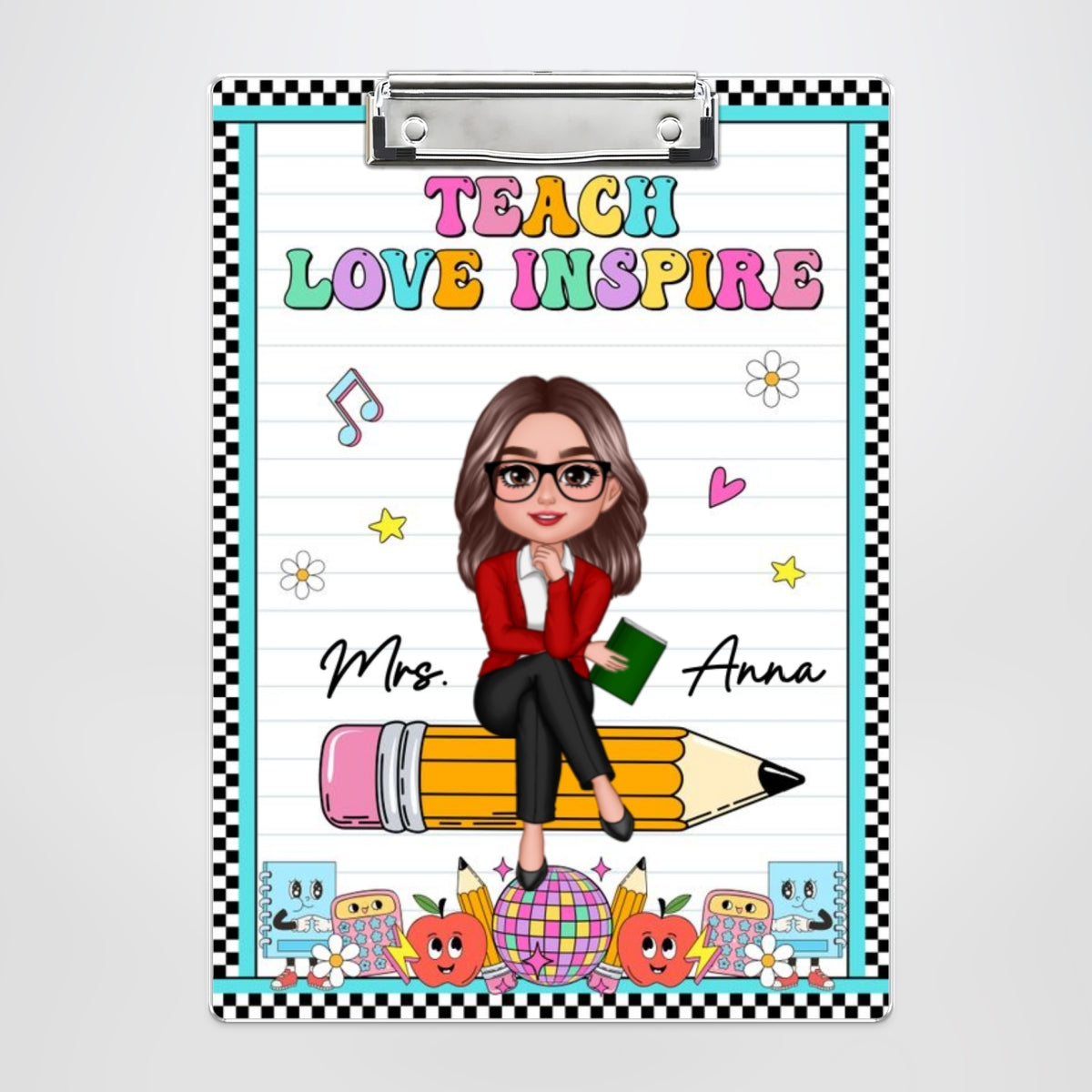 Groovy Teacher Personalized Clipboard, Appreciation Gift
