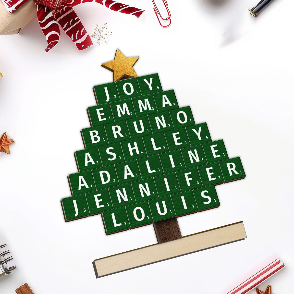 Christmas Tree Word Art Unique Christmas Decor Personalized Standing Wooden Plaque