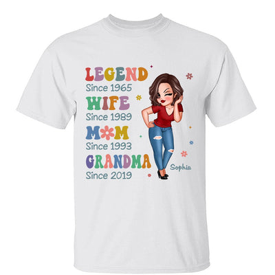 Half Colorful Legend Wife Mom Grandma Personalized Shirt