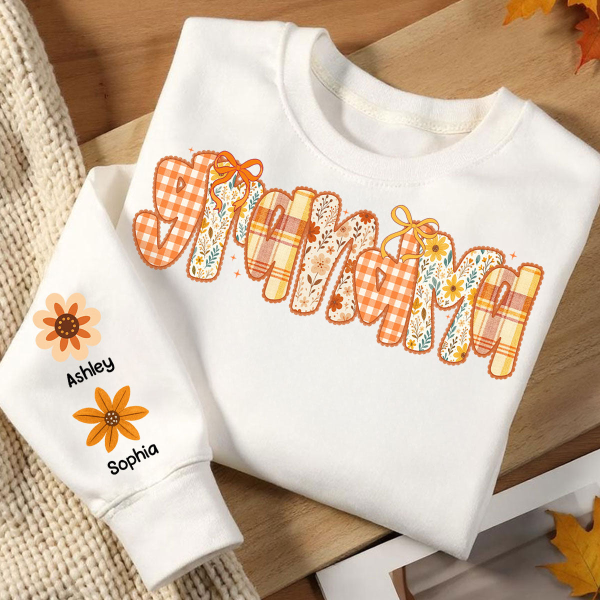 Preppy Retro Floral Fall - Personalized Sweatshirt - Fall Cozy Gift