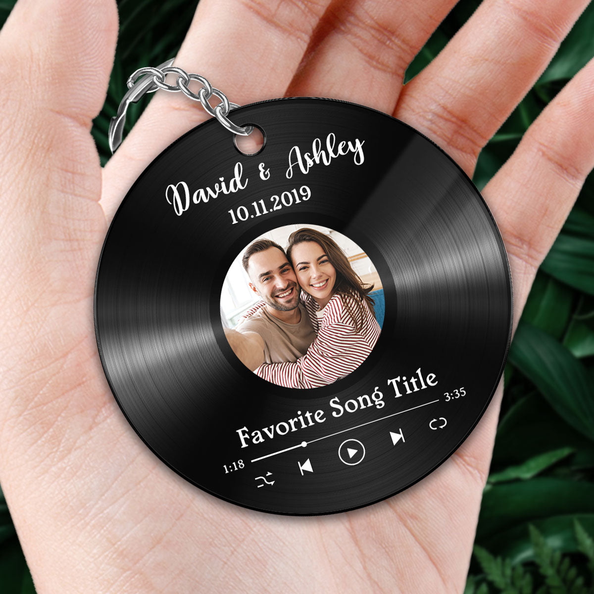 Custom Photo & Favorite Song QR Code Disc Personalized Acrylic Keychain