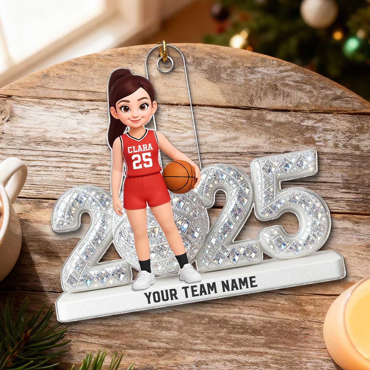 3D Shining Effect Christmas Basketball Player - Personalized Acrylic Ornament - Christmas Gift For Basketball Players