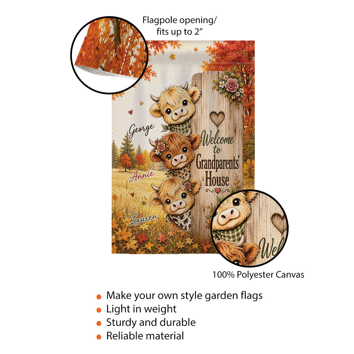 Trending Cute Highland Cow - Personalized Garden Flag - Fall Season Decoration For Grandparents' House