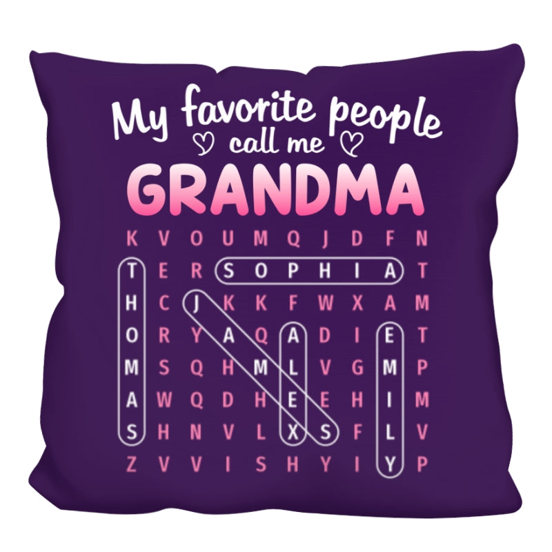 Favorite People Call Me Grandma Word Search Puzzle - Personalized Pillow - Mother's Day Gift For Grandma