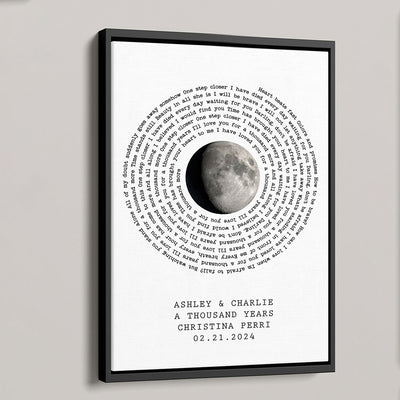 Couple Custom Moon Phase Anniversary Date Favorite Song Lyrics Vinyl Record Personalized Poster, Anniversary Gift, Wedding Gift For Couple