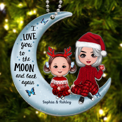 Love To The Moon Doll Grandma Grandkids Personalized Acrylic Ornament