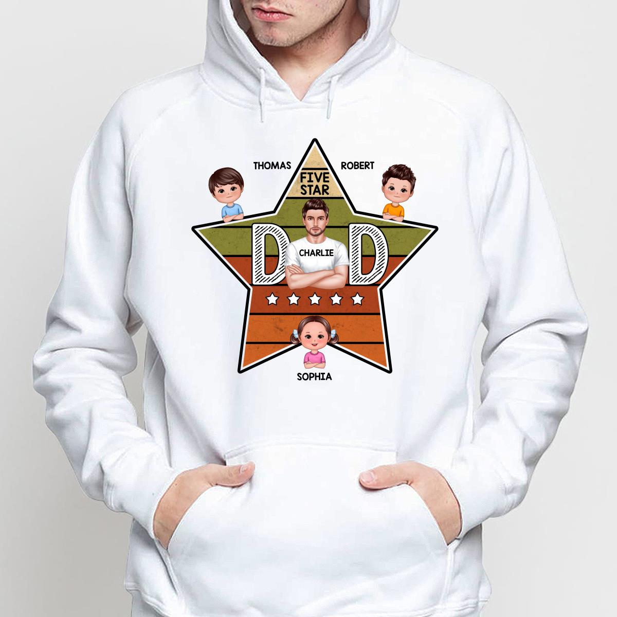 Five Star Dad Retro Real Man And Kids Personalized Shirt