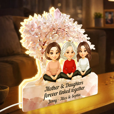 Mother And Daughter Forever Linked Together - Personalized Light Box - Heartfelt Gift For Mom, Grandma