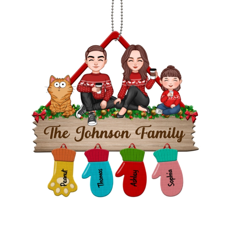 Family Peeking Christmas Glove - Personalized Ornament