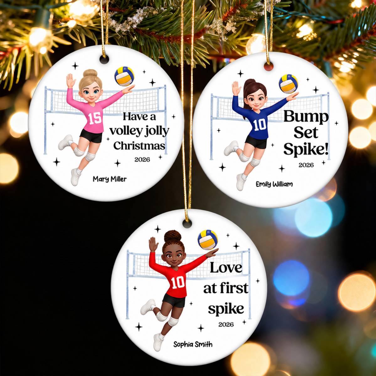 Love At First Spike Volleyball Player - Personalized Ceramic Ornament - Christmas Gift For Volleyball Players