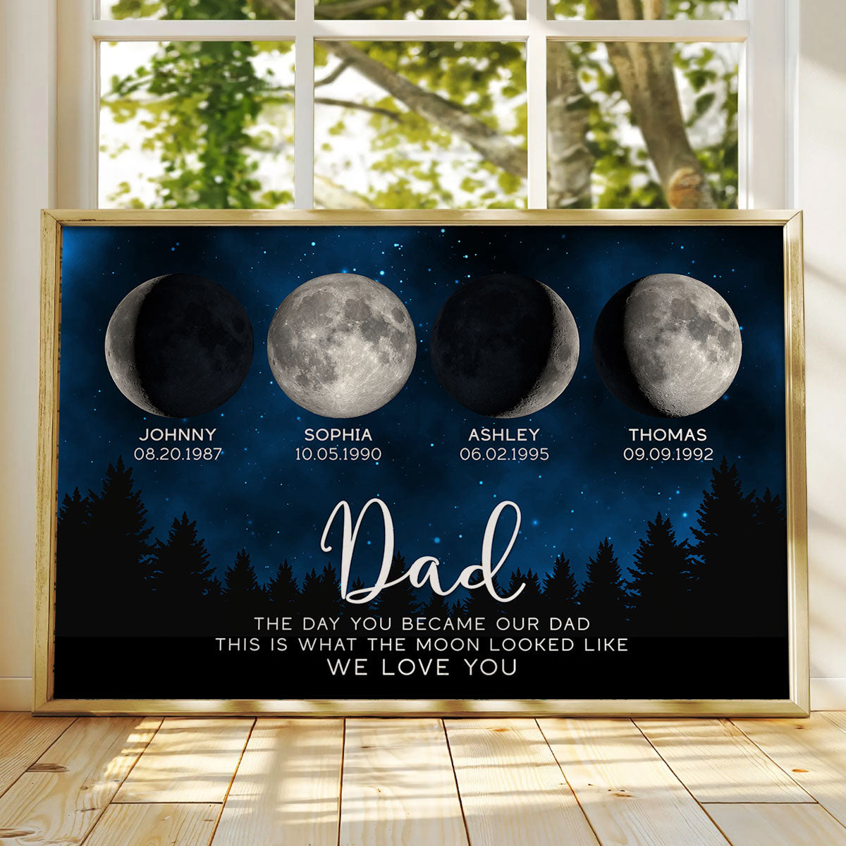 This Is What The Moon Looked Like The Day You Became Dad Grandpa Custom Birth Moon Phase - Personalized Poster