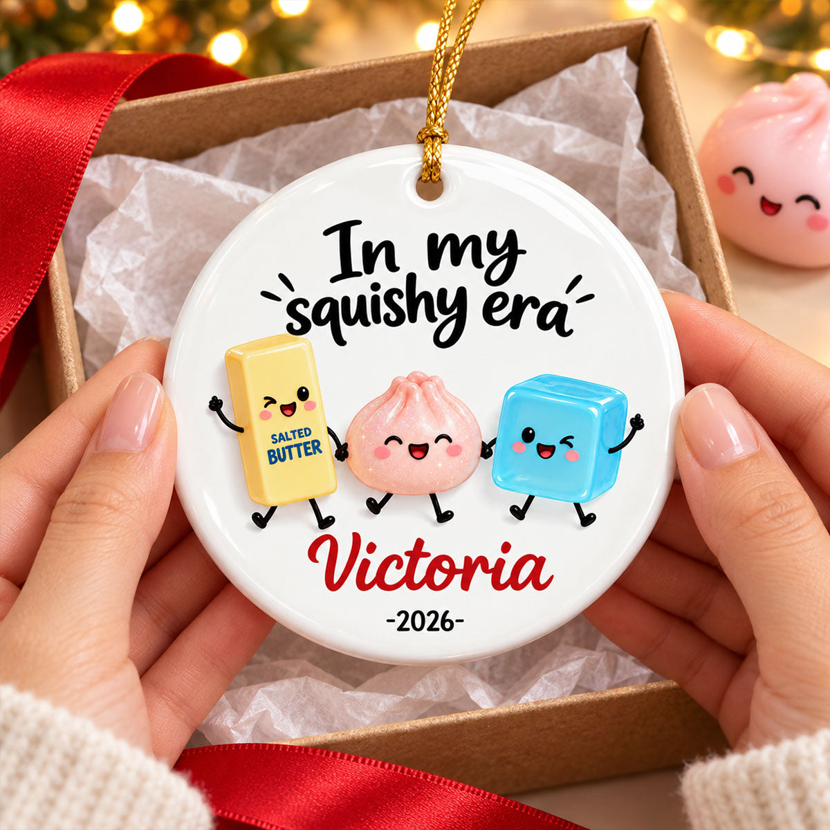 The Year Of Squishies 2D Flat - Personalized Ceramic Ornament - Christmas Keepsake