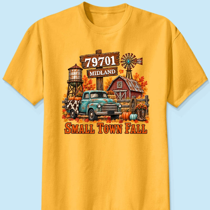 Small Town Fall Western Zip Code - Personalized Shirt