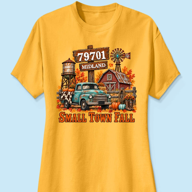 Small Town Fall Western Zip Code - Personalized Shirt