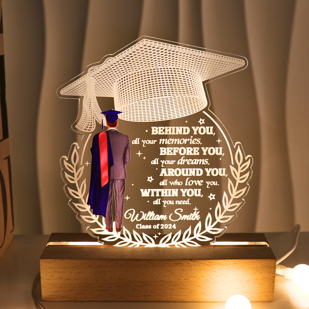 Behind You All Your Memories Graduation Gift - Personalized Acrylic LED Night Light
