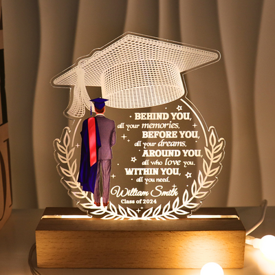 Behind You All Your Memories Graduation Gift Personalized Custom Shape Warm LED Night Light