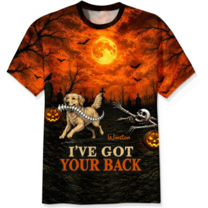 Orange Theme I've Got Your Back Dog Stealing Backbone From Your Photo - Personalized 3D Shirt - Funny Halloween Costume For Dog Lovers