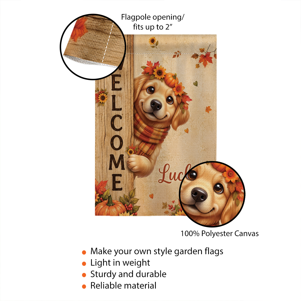 Cozy Fall Cute Dog Welcome - Personalized Garden Flag