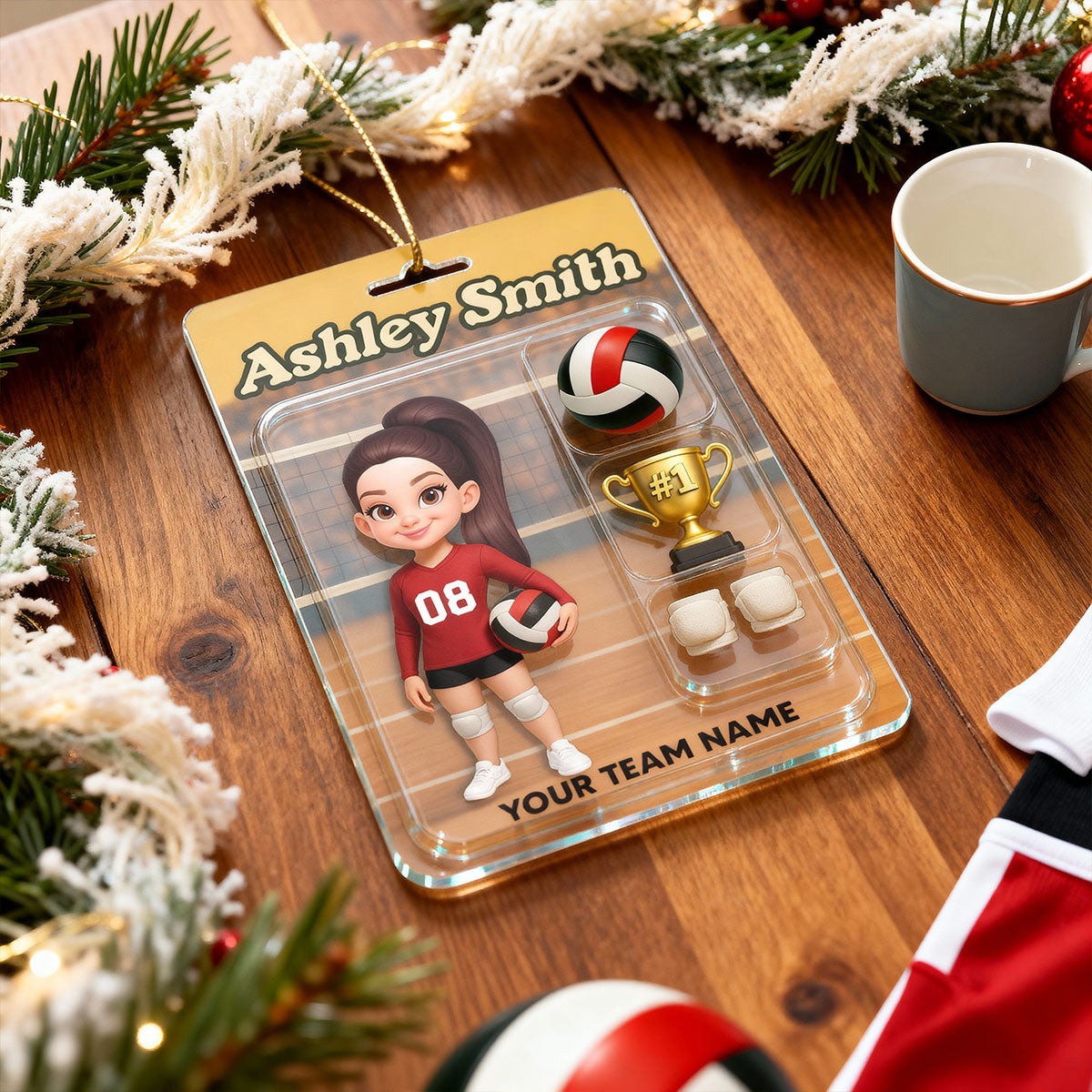 3D Effect Volleyball Player Custom Figure - Personalized Acrylic Ornament - Christmas Gift For Volleyball Players