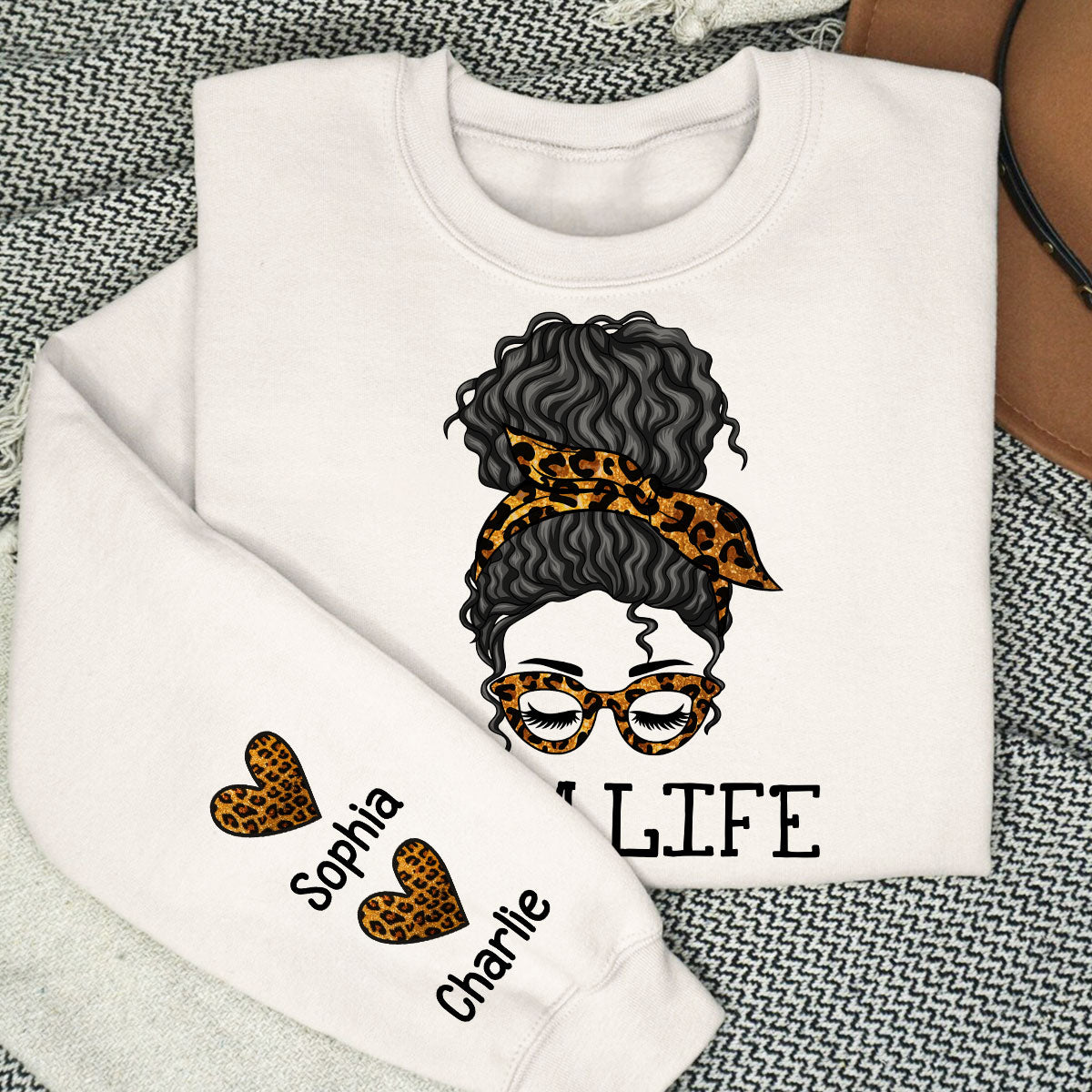 Messy Bun Gift For Mom Personalized Sleeve Printed Sweatshirt