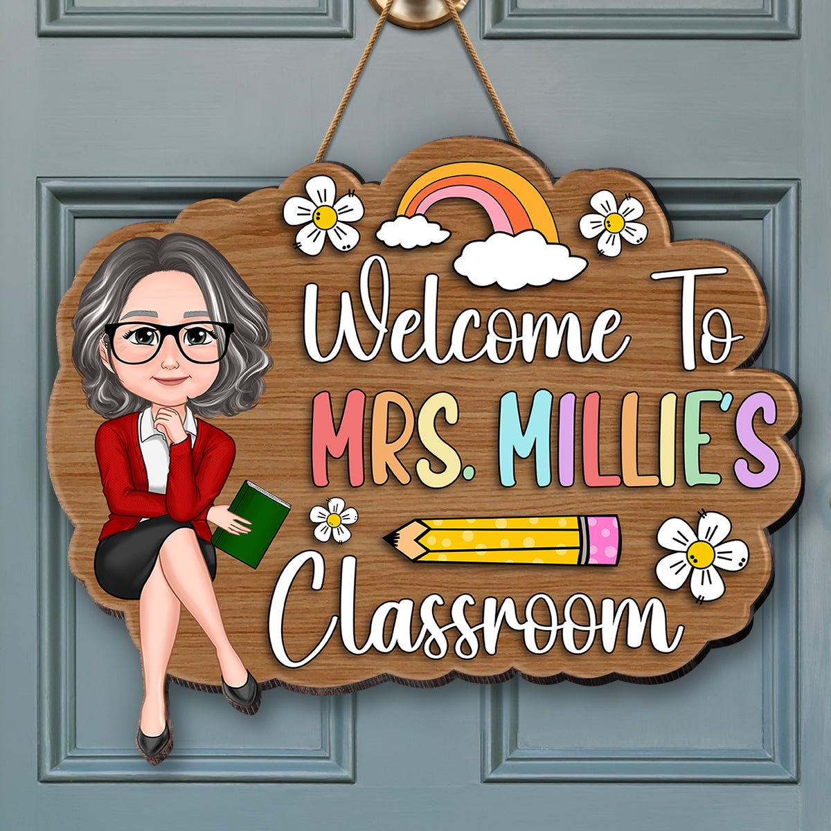 Personalized 3D Effect Teacher Door Sign, Welcome to Teacher's Classroom, Back to School Gift, Classroom Decoration