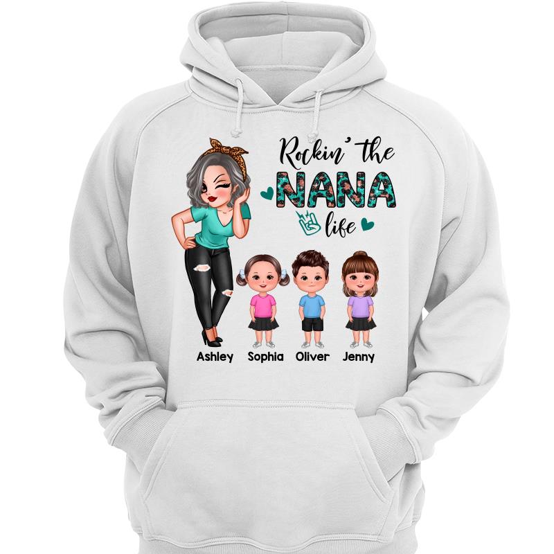 Rockin‘ The Grandma Life Doll Turquoise Rose Gold Leopard Pattern Personalized Shirt