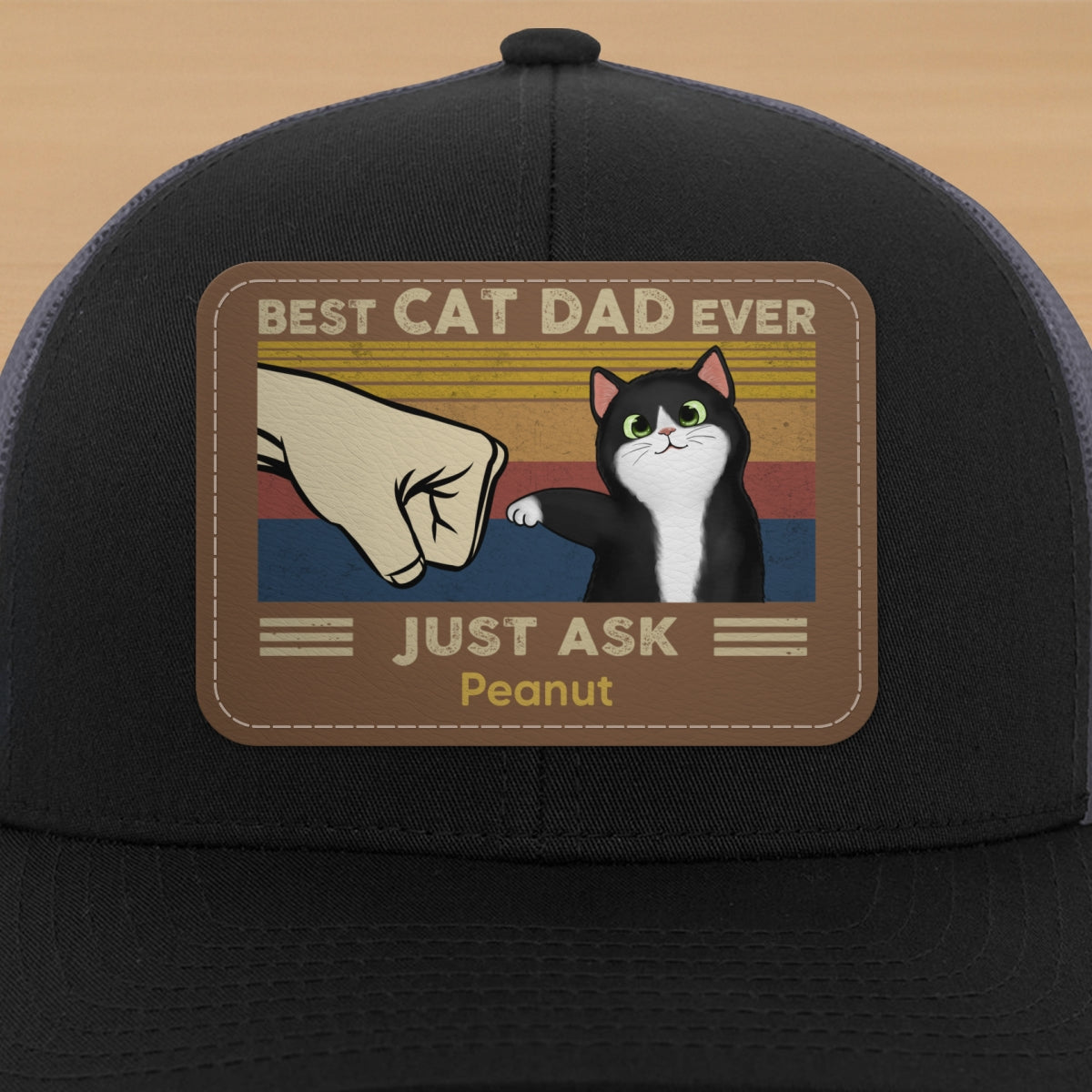 Father’s Day 2025 Gift for Cat Dads - Custom Cat Fist Bump Personalized Trucker Hat