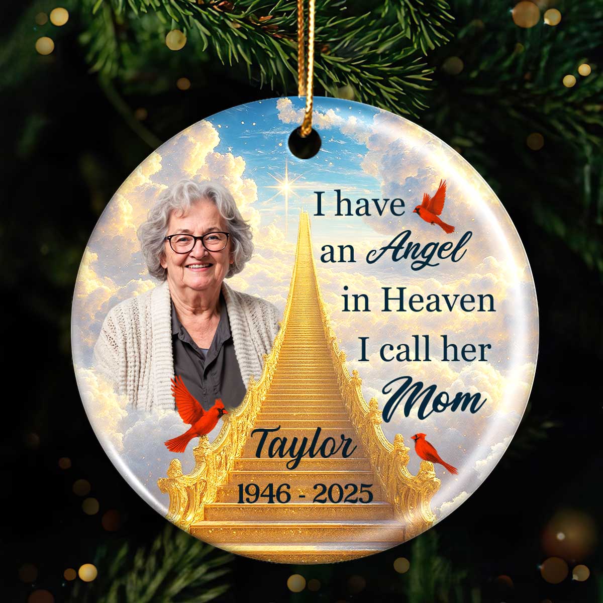 Angel in Heaven Memorial Personalized Ceramic Ornament, Sympathy Remembrance Keepsake