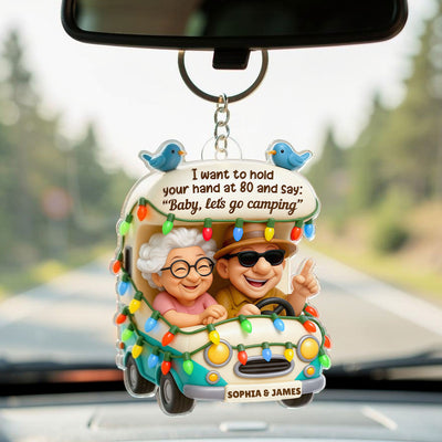 Old Couple Baby Let's Go Camping - Personalized Acrylic Keychain - Gift For Her, Gift For Him, Gift For Couple