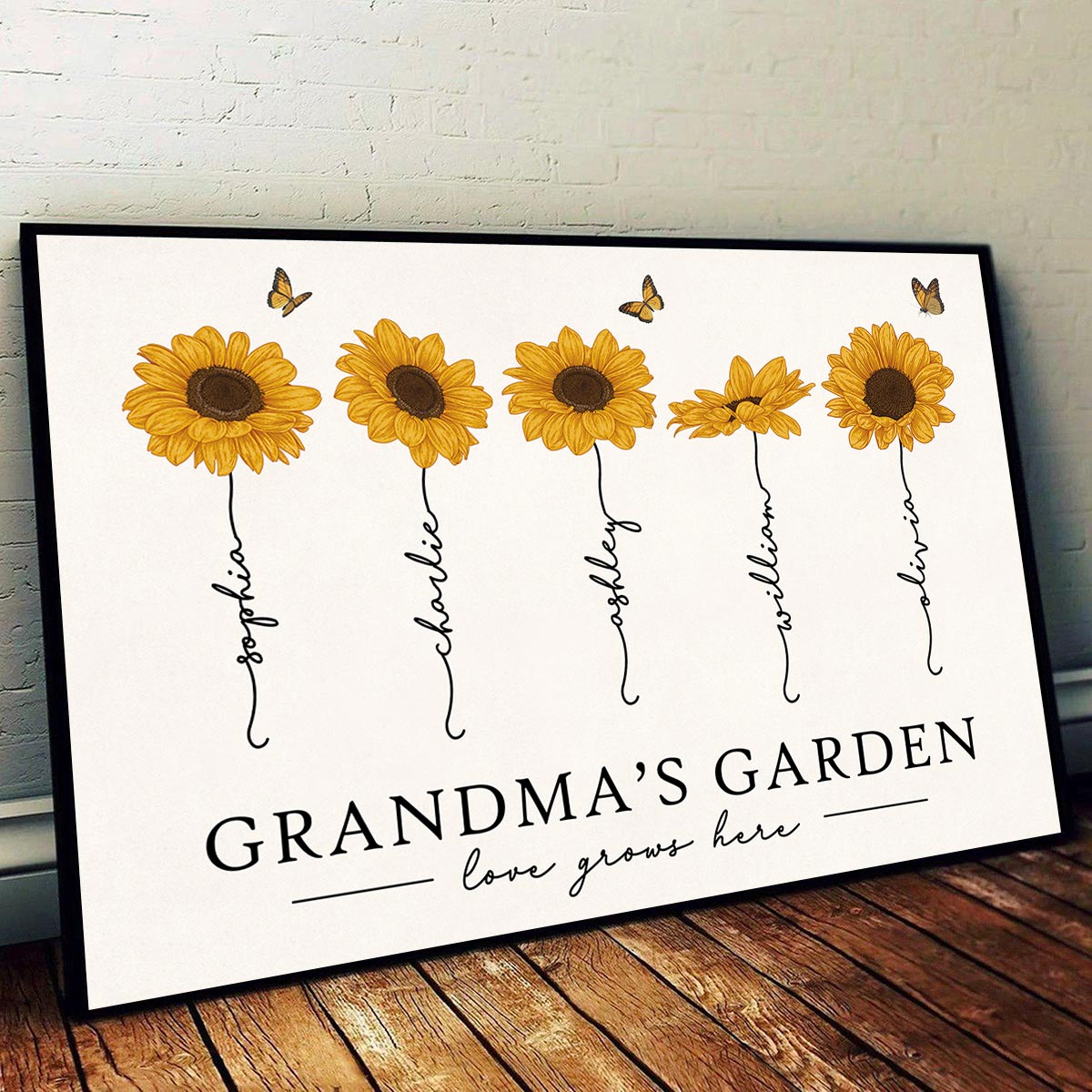 Grandma‘s Garden Love Grows Here Sunflower Gift For Grandma Nana Mom Personalized Poster