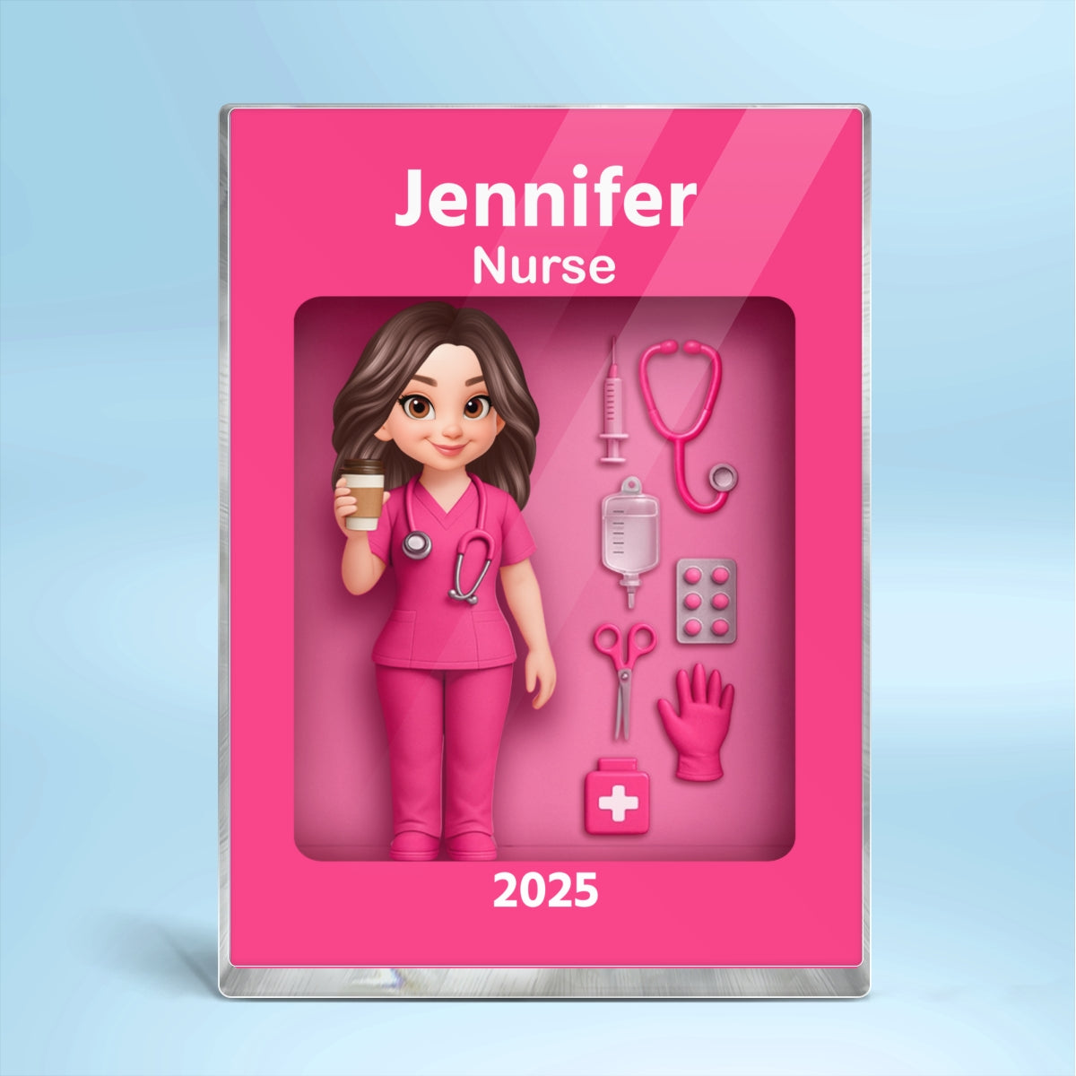 Nurse Action Figure 3D Effect Personalized Acrylic Block Plaque, Special Gift For Nurse, For Co-workers