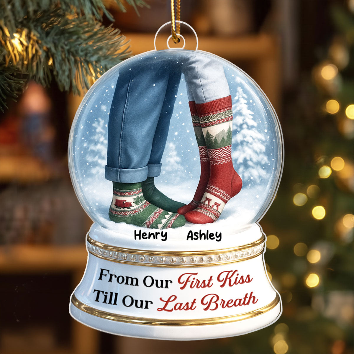 From Our 1st Kiss till Our Last Breath 3D Effect Snow Globe - Personalized Acrylic Ornament - Christmas Gift for him, Gift for her