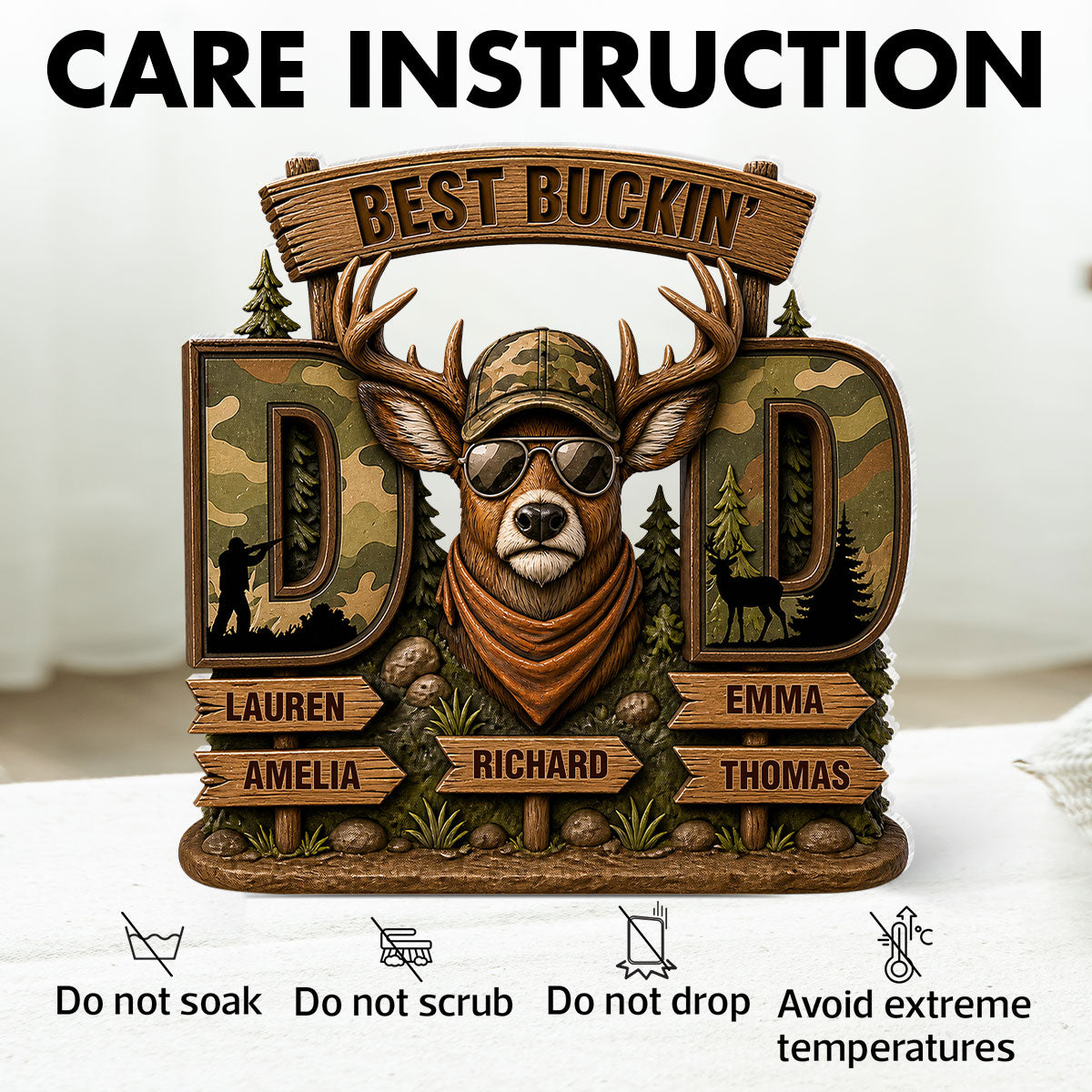 Best Buckin's Dad Hunting - Personalized Acrylic Block Plaque - Father's Day Gift For Dad, Husband