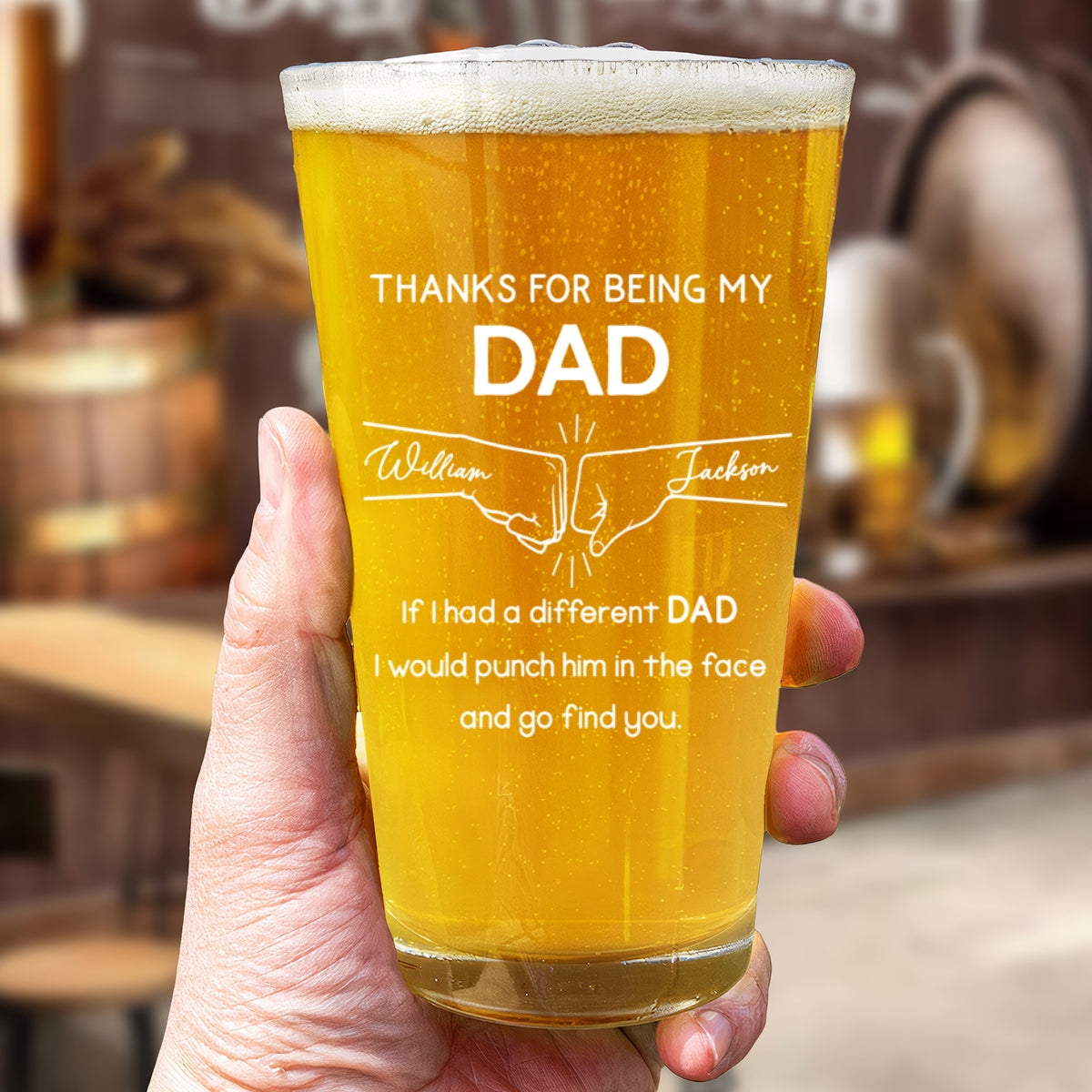 Thanks For Being My Brother Dad Cousin Sister Personalized Beer Glass, Unique Gift For Beer Lover, Drink Lover
