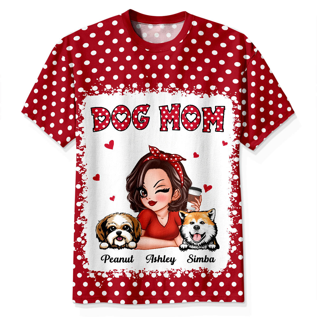 Polka Dot Dog Mom Personalized 3D Shirt