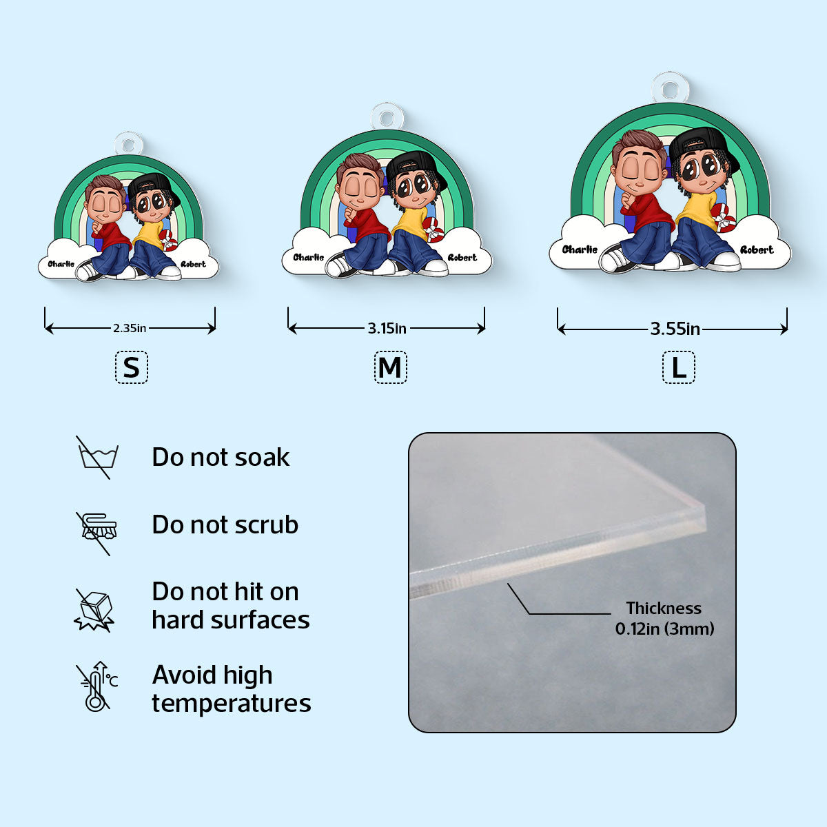 Y2K Couple LGBT Rainbow Personalized Acrylic Keychain