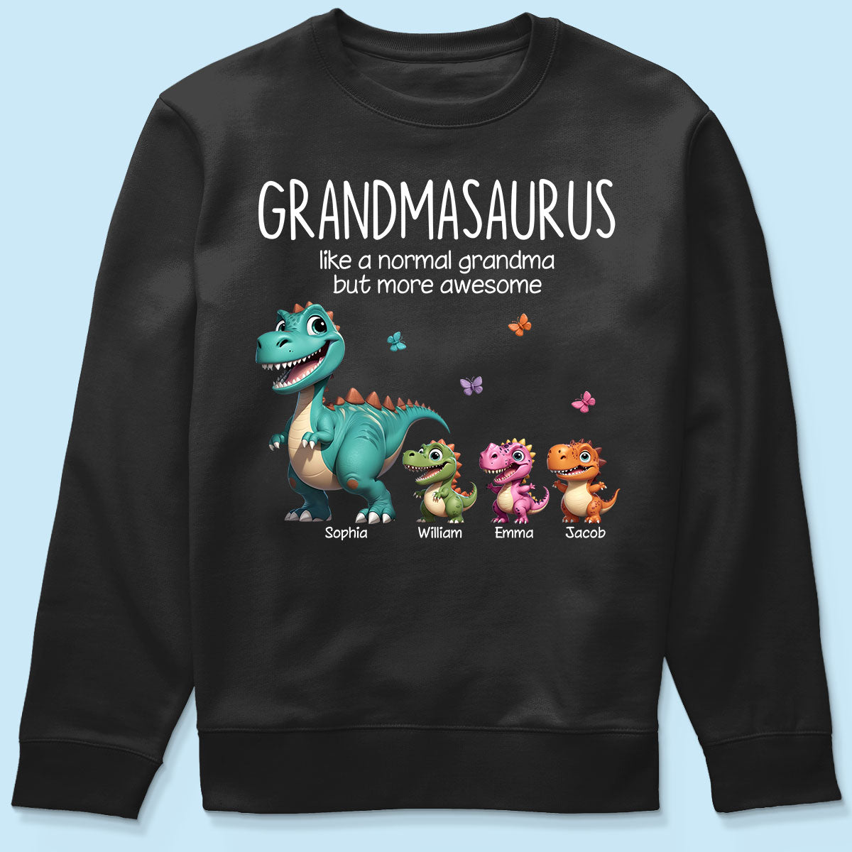 Grandmasaurus And Kids 3D Effect Dinosaurs Personalized Dark Color Shirt, Gift For Grandma