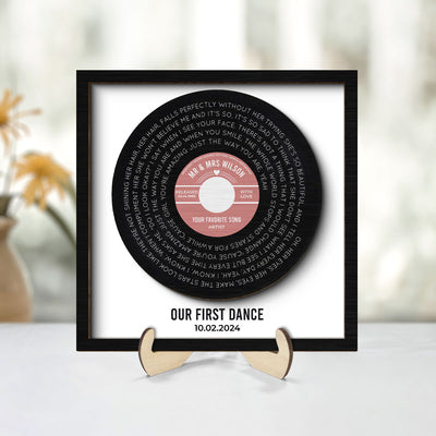 Custom Vinyl Record Label Print Personalized 2-Layer Wooden Plaque, Wedding, Valentine's Day, Anniversary, Mother's Day, Father's Day Unique Gift for Him Gift for Her
