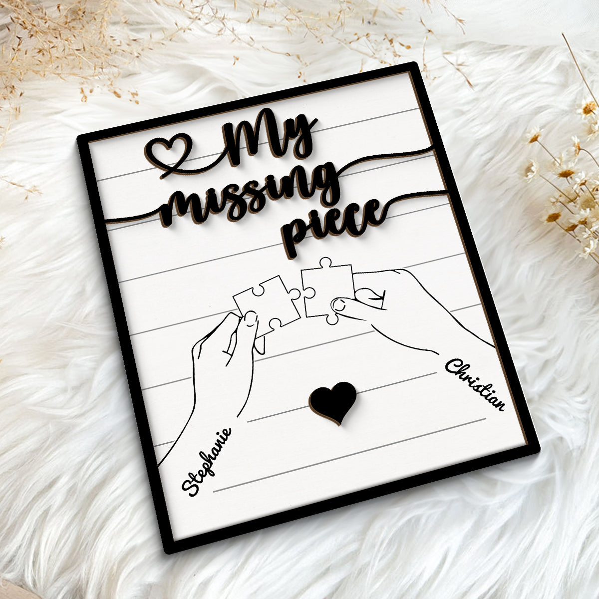 Couple Hands Holding Puzzle Personalized 2-Layer Wooden Plaque,  Gift For Him, Gift For Her