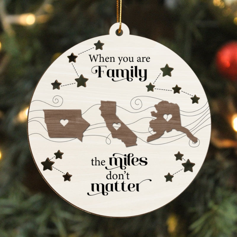 Long Distance Family Friends Siblings Sisters Besties Personalized Wooden Ornament, Togetherness Christmas Gift