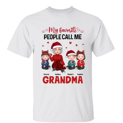 My Favorite People Call Me Grandma Cute Grandma And Kids Sitting Christmas Personalized Shirt