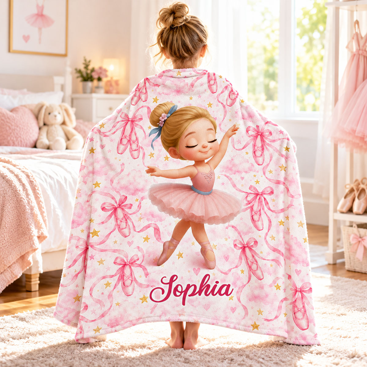 Ballerina Dance Girl Custom Name - Personalized Fleece Blanket - Christmas Gift For Ballerina Girl, Granddaughter, Daughter