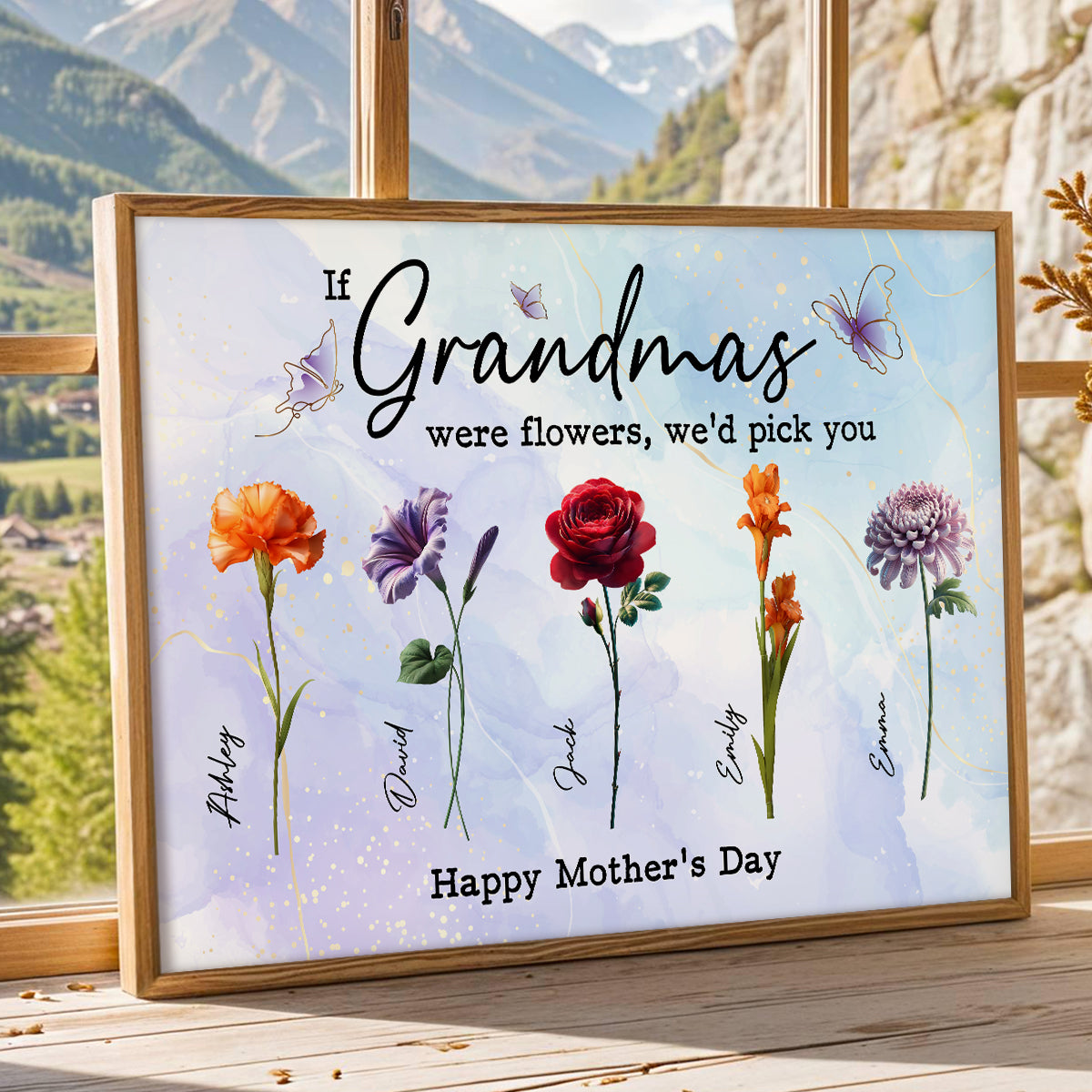 3D Effect Birth Month Flowers Grandma Mom If You Were Flowers Personalized Poster, Gift