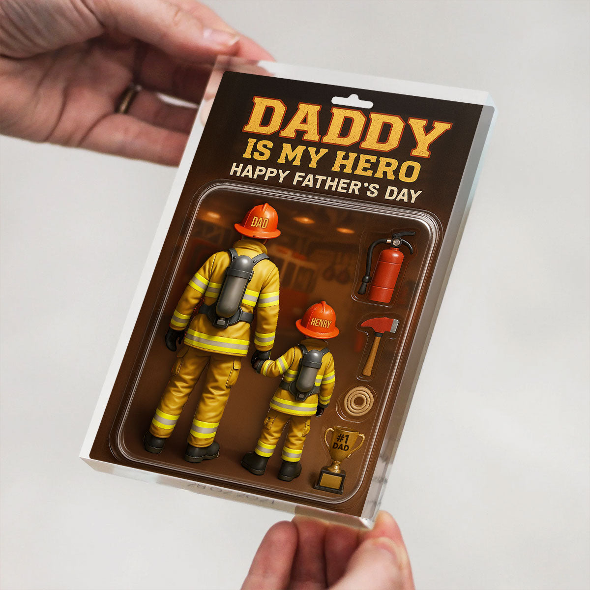 Best Firefighter' Dad Custom Figure Personalized Acrylic Block Plaque, Father's Day Gift for Dad, Gift for Husband