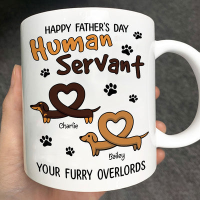 Happy Mother's Day Father's Day Human Servant Dachshund Hearts Personalized Mug