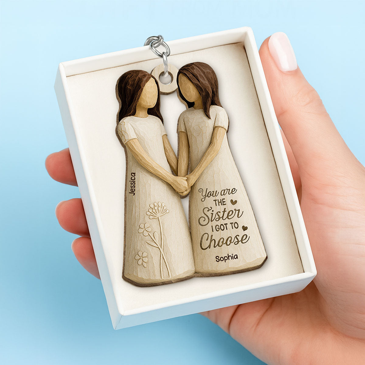 You Are The Sister I Got To Choose Personalized Wooden Keychain, Birthday Gift Friendship Gift for Besties, Best Friends